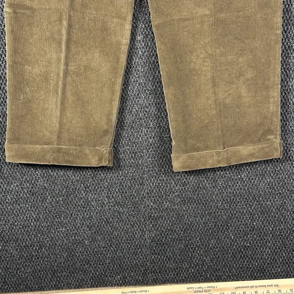 Y2K Dockers Corduroy Pants Mens 36x29 Brown Relaxed Fit Pleated Wide Wale Cuffed